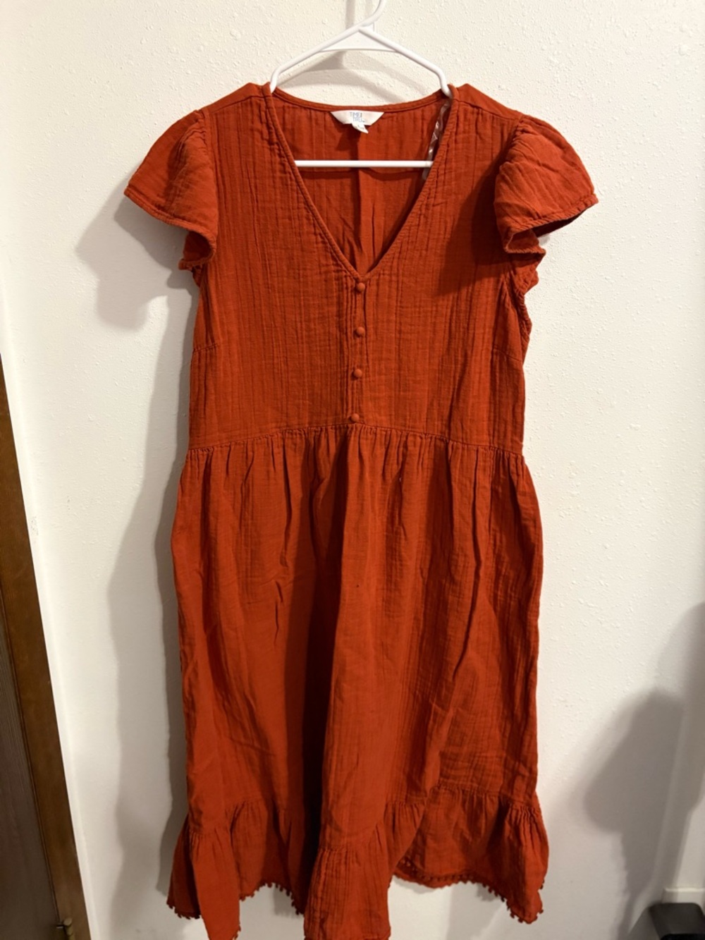 Time and Tru Rust Orange Cotton Dress Size Large